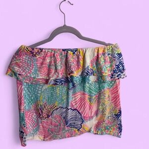 Lilly‎ Pulitzer Roar of the Sea Ruffled Tube Top Sz M